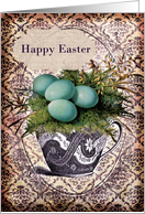 Happy Easter- Eggs and Teacup card