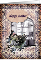 Happy Easter- Birds and Birdcage card