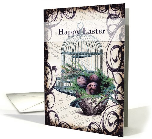 Happy Easter - Eggs and Birdcage card (792272)