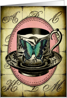 Vintage Teacup Butterfly - Any Occasion card