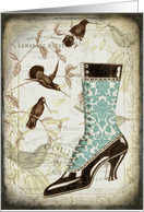 Victorian Bootie and Birds - Any Occasion card