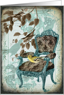 Victorian Chair and Birds - Any Occasion card