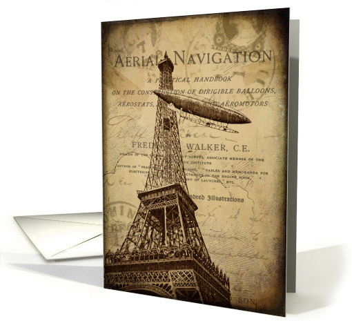 Vintage Hot Air Balloon In Paris - Any Occasion card (847915)