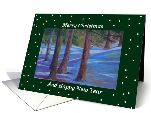 Merry Christmas And Happy New Year with snow scene card (694193)