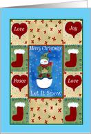 Merry Christmas with snowman card