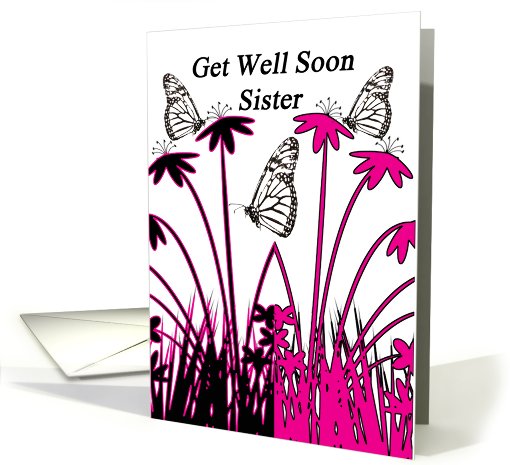 Get Well Soon Sister with flowers card (805040)