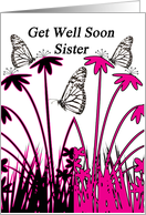 Get Well Soon Sister with flowers card