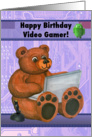 Teddy Bear with Laptop Happy Birthday Video Gamer card