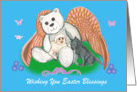 Easter Blessings Teddy Bear Angel Wolf and Lamb Religious card