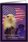 Sympathy Loss of Military Husband Eagle and Flag card