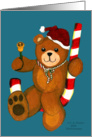 Christmas Teddy Bear on Candy Cane card