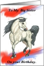 Big Sister Arabian Horse Birthday Card