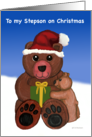 To my Stepson on Christmas Teddy Bear card