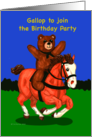 Teddy Bear on Horse Birthday Party Invite card