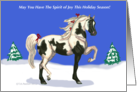 Trotting Pinto Arabian Horse Christmas Holiday card