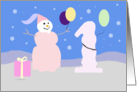 Snow Girl Birthday Invitation for One Year card