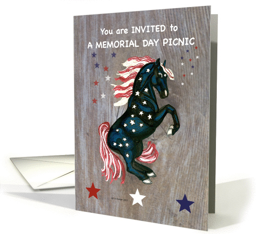 Stars and Stripes Horse Memorial Day Picnic Invite card (1120234)