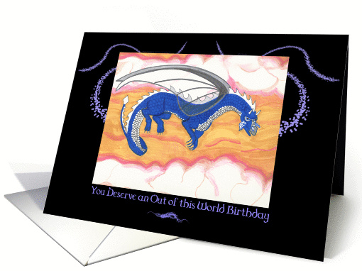 Flying Dragon Out of this World Birthday Greeting card (1123924)