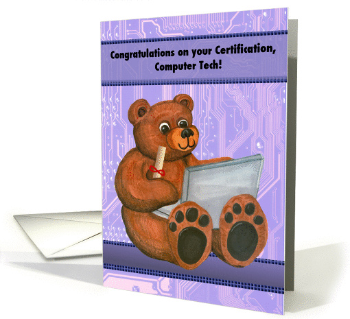 Congratulations Certification Computer Tech Bear with... (1131700)