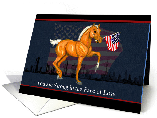 Sympathy Loss of Military Dad Horse Foal with Flag card (1145976)