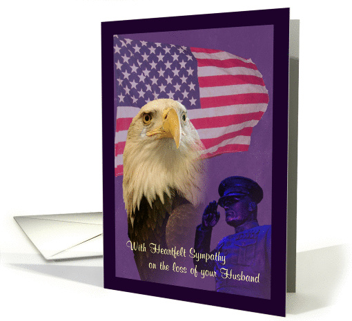 Sympathy Loss of Military Husband Eagle and Flag card (1151004)