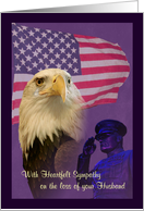 Sympathy Loss of Military Husband Eagle and Flag card