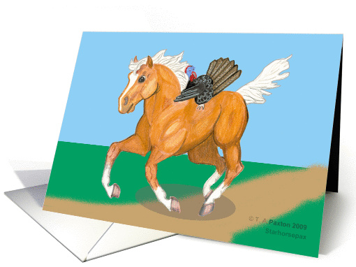 Thanksgiving Runaways Turkey and Horse card (499210)