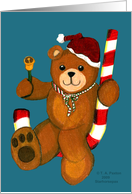 Christmas Teddy Bear on Candy Cane card