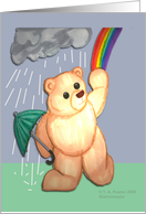 Teddy Bear Rain & Rainbow Thank You From Cancer Patient card