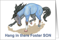 Bucking Blue Roan Horse Encouragement Foster Son card
