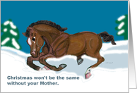 Laying down horse colt Christmas without mother card