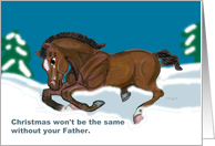 Laying down horse colt Christmas without Father card