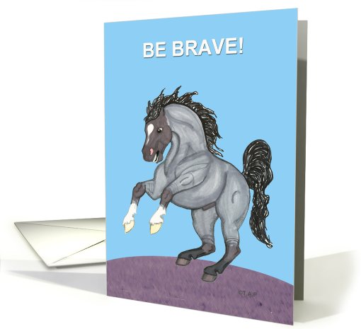 Rearing Roan Stallion Be Brave Encouragement card (517990)