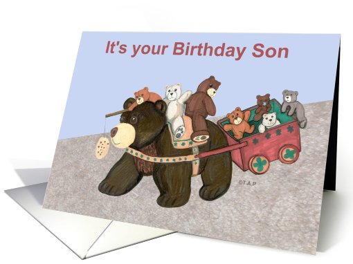 Teddy Bear Wagon Birthday for Son card (518012)