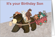 Teddy Bear Wagon Birthday for Son card