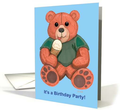 Ice Cream Teddy Bear Birthday Invitation card (523579)