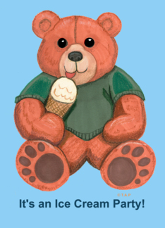 Ice Cream Teddy Bear Ice Cream Party Invite