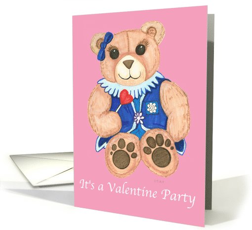 Heart Pop Teddy Bear Valentine Party Invitation card (523590)