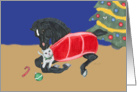 Black Foal With Cat Christmas Thank You card