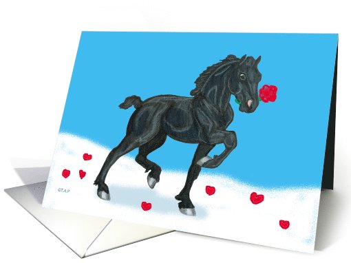 Black Friesian Foal Valentine card (533230)