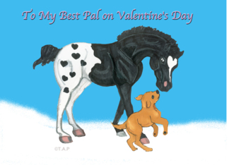 Hearts Appaloosa Horse and Golden Labrador Dog Valentine
