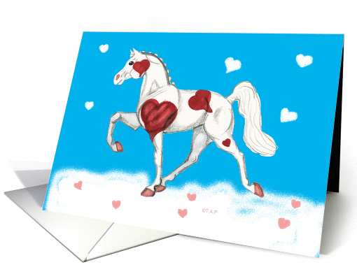 American Saddlebred Pinto Horse with Hearts Valentine for Farrier card