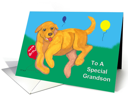 Special Grandson Birthday Yellow Labrador Puppy Dog card (547988)