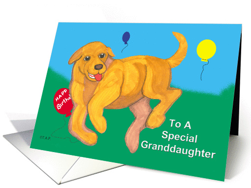 Granddaughter Birthday Yellow Labrador Puppy Dog card (548003)