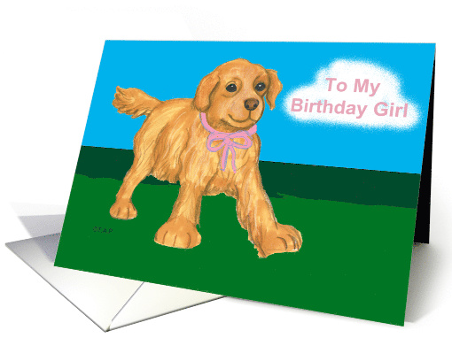 Birthday Girl Golden Retriever Puppy card (548015)