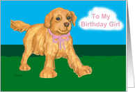 Birthday Girl Golden Retriever Puppy card