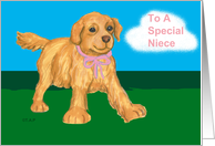 Niece Birthday Golden Retriever Puppy card