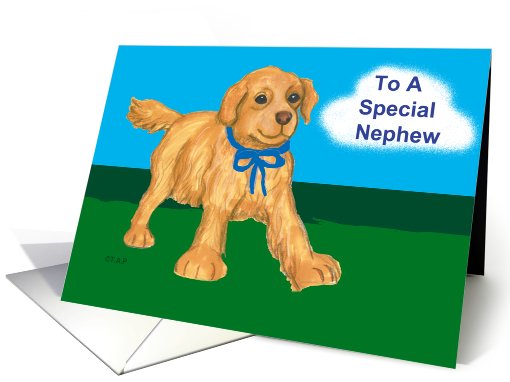 Nephew Birthday Golden Retriever Puppy card (548025)