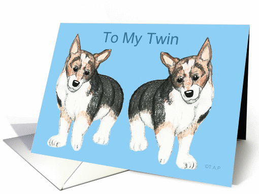 Corgi Dog Twins Birthday card (553544)