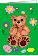 Easter Cookie Teddy Bear for Girl card